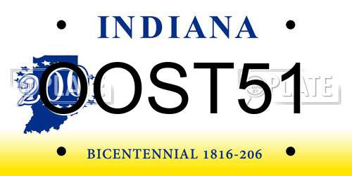 OOST51 Indiana License Plate