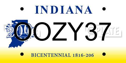 OOZY37 Indiana License Plate