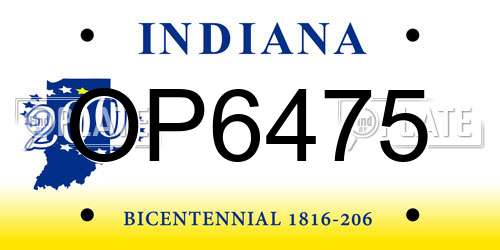 OP6475 Indiana License Plate
