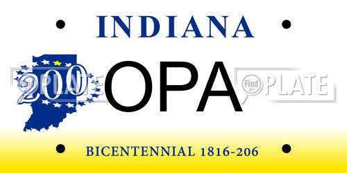 OPA Indiana License Plate