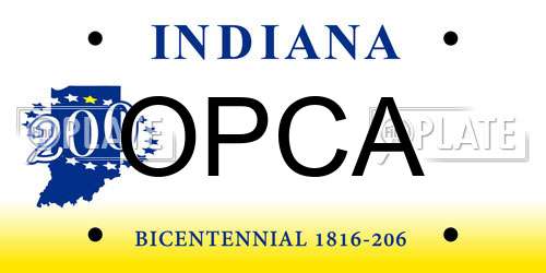 OPCA Indiana License Plate
