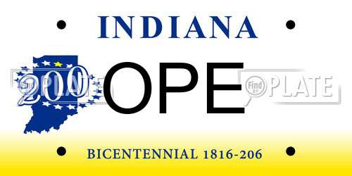 OPE Indiana License Plate