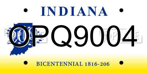 OPQ9004 Indiana License Plate