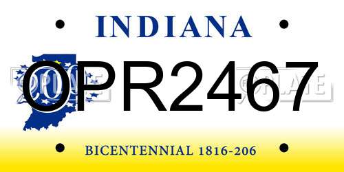 OPR2467 Indiana License Plate