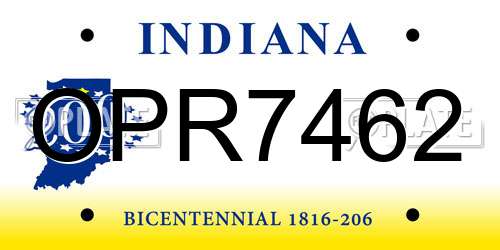OPR7462 Indiana License Plate