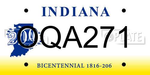 OQA271 Indiana License Plate