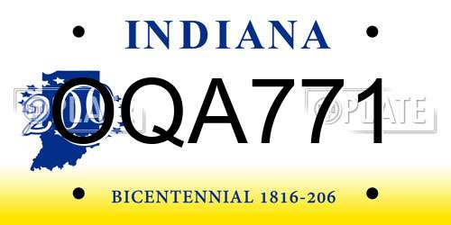 OQA771 Indiana License Plate