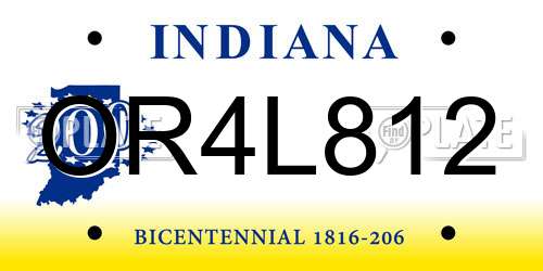 OR4L812 Indiana License Plate