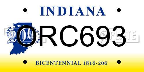 ORC693 Indiana License Plate