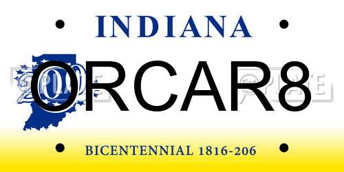 ORCAR8 Indiana License Plate