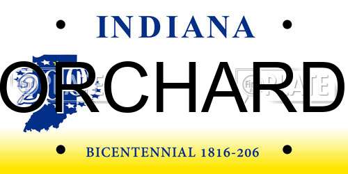 ORCHARD Indiana License Plate