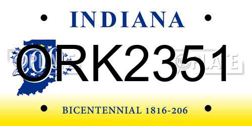 ORK2351 Indiana License Plate
