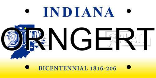 ORNGERT Indiana License Plate