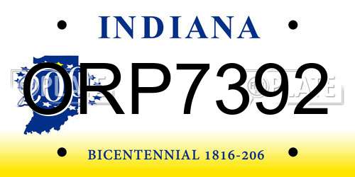 ORP7392 Indiana License Plate