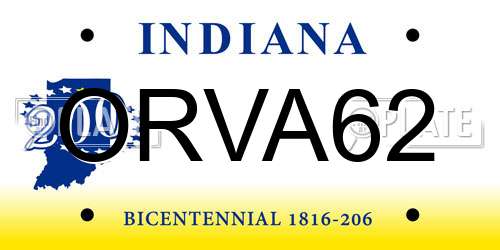 ORVA62 Indiana License Plate