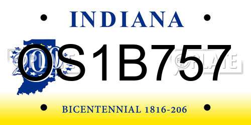 OS1B757 Indiana License Plate
