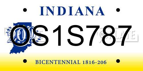 OS1S787 Indiana License Plate