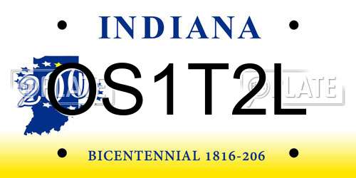 OS1T2L Indiana License Plate