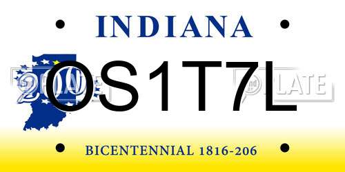 OS1T7L Indiana License Plate