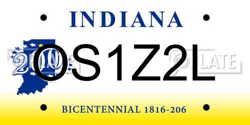 OS1Z2L Indiana License Plate