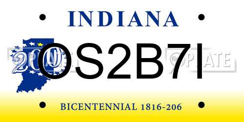 OS2B7I Indiana License Plate