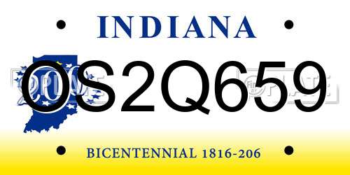 OS2Q659 Indiana License Plate