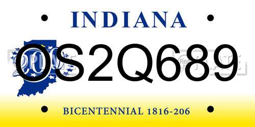 OS2Q689 Indiana License Plate