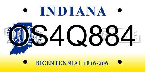 OS4Q884 Indiana License Plate