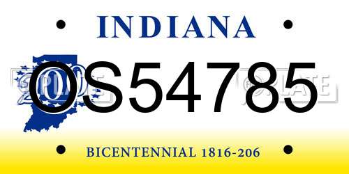 OS54785 Indiana License Plate