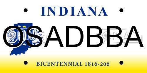OSADBBA Indiana License Plate