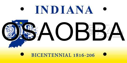 OSAOBBA Indiana License Plate