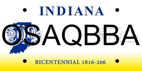 OSAQBBA Indiana License Plate