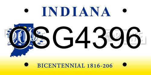 OSG4396 Indiana License Plate