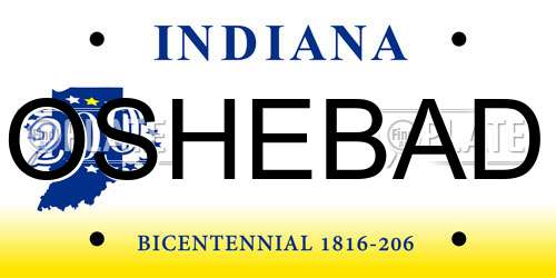 OSHEBAD Indiana License Plate