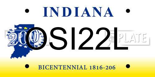 OSI22L Indiana License Plate