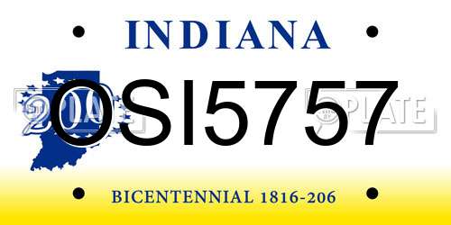 OSI5757 Indiana License Plate