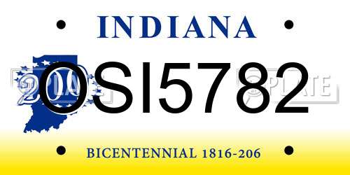 OSI5782 Indiana License Plate