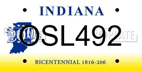 OSL492 Indiana License Plate