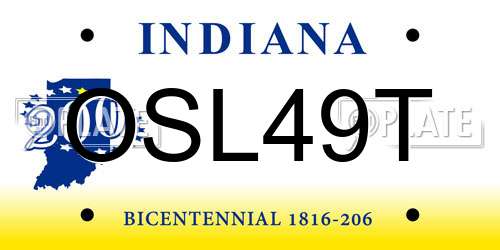 OSL49T Indiana License Plate