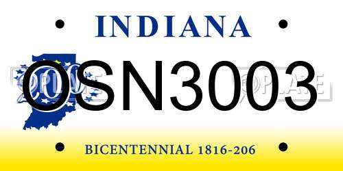 OSN3003 Indiana License Plate