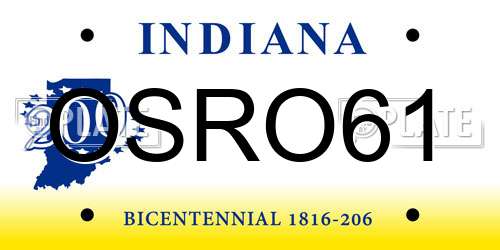 OSRO61 Indiana License Plate