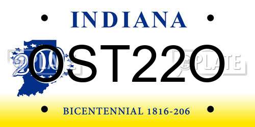 OST22O Indiana License Plate