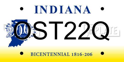 OST22Q Indiana License Plate