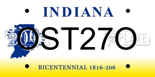 OST27O Indiana License Plate