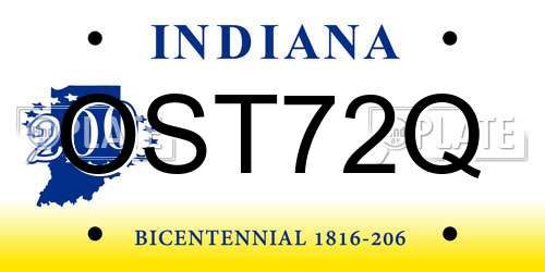 OST72Q Indiana License Plate