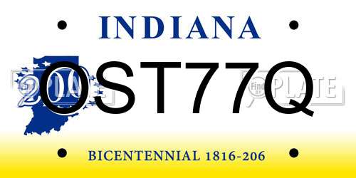 OST77Q Indiana License Plate