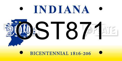 OST871 Indiana License Plate
