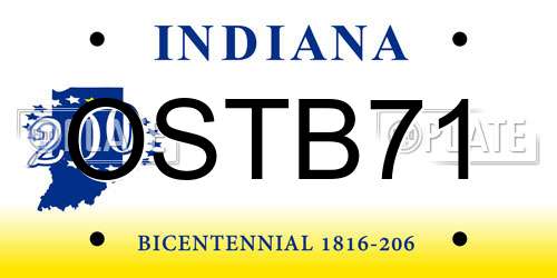 OSTB71 Indiana License Plate