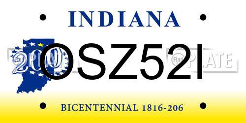 OSZ52I Indiana License Plate