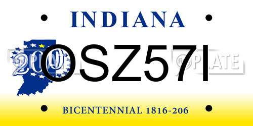 OSZ57I Indiana License Plate